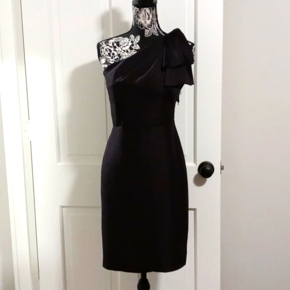 🖤Jenny Yoo Collection🖤 - Black One Shoulder Silk Cocktail Dress